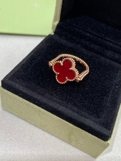 [Raffine]Anillo de oro rosa Clover Riversible