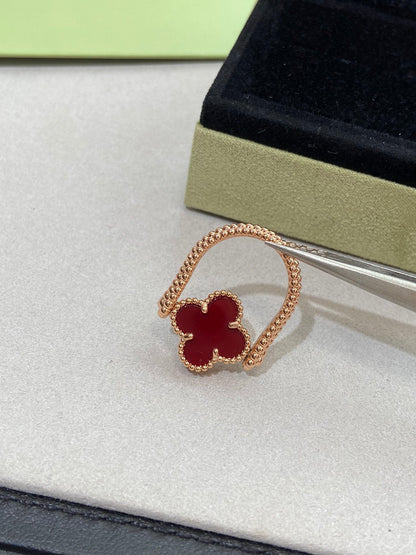 [Raffine]Anillo de oro rosa Clover Riversible