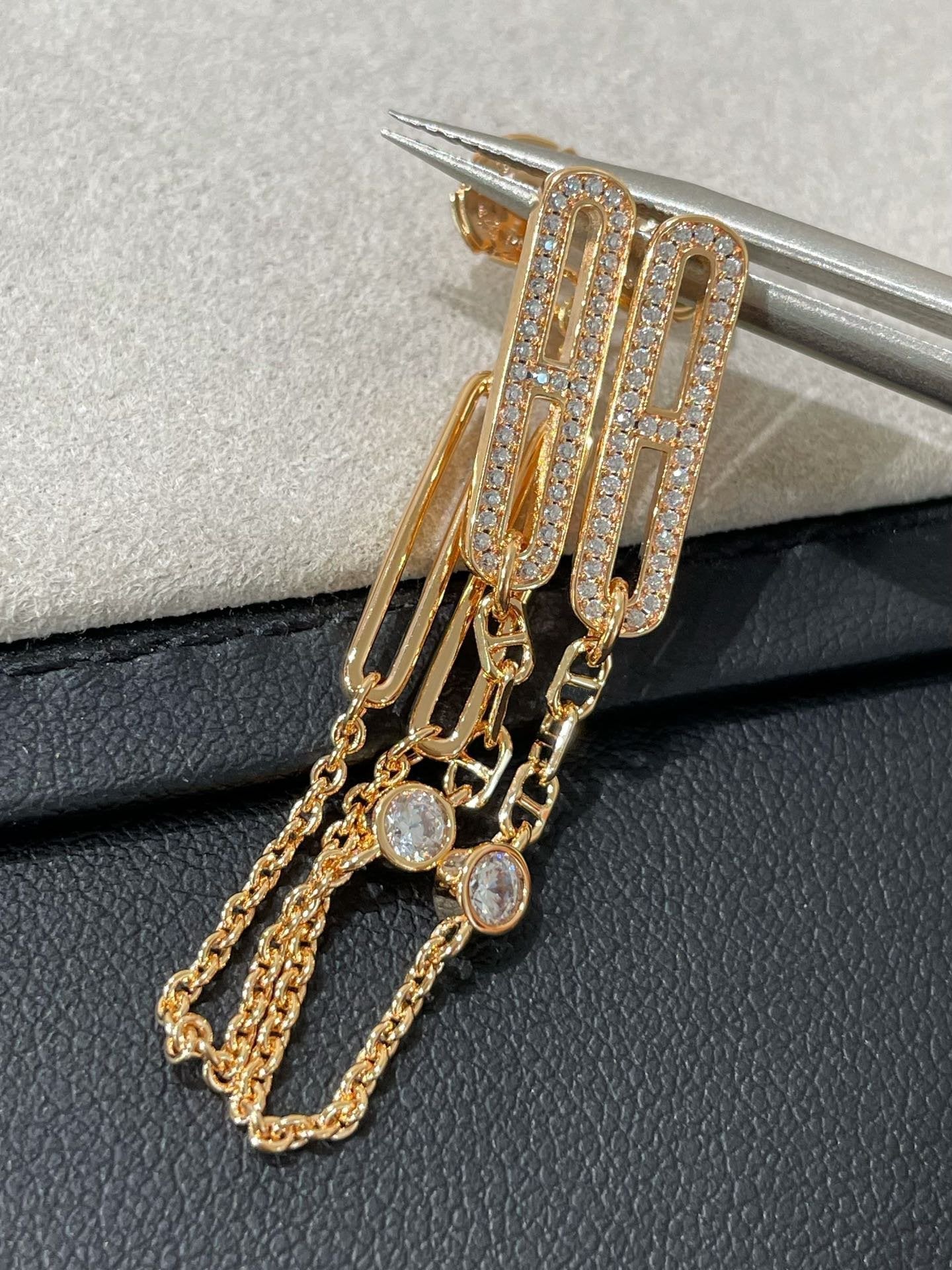 [Raffine]CHAINE CHAOS DIAMOND DROP EARRINGS