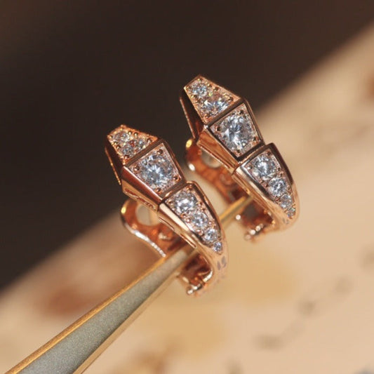 [Raffine]SERPENT PINK GOLD DIAMOND EARRINGS