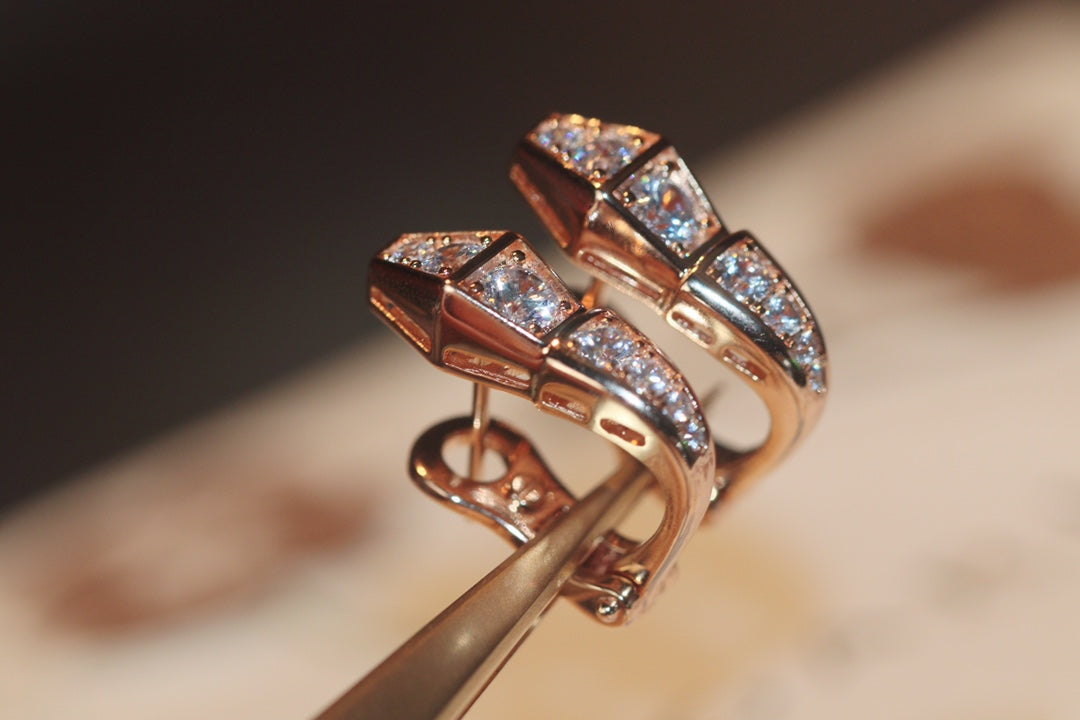 [Raffine]SERPENT PINK GOLD DIAMOND EARRINGS