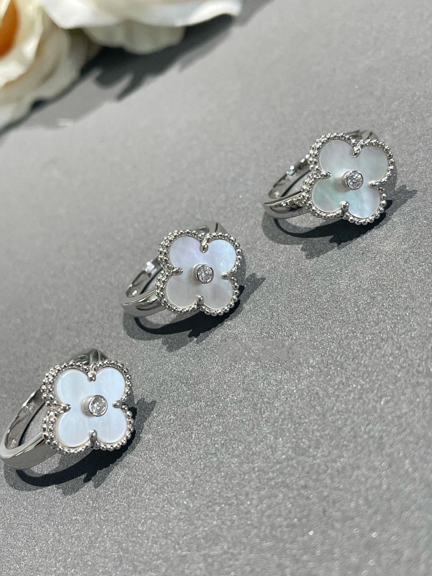 [Raffine]CLOVER SILVER MOP DIAMOND RING