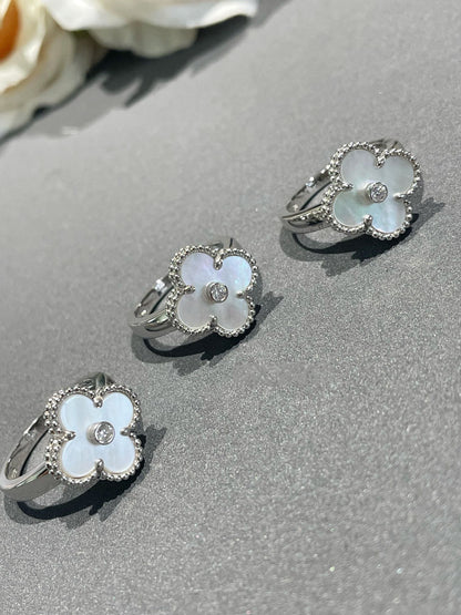 [Raffine]CLOVER SILVER MOP DIAMOND RING