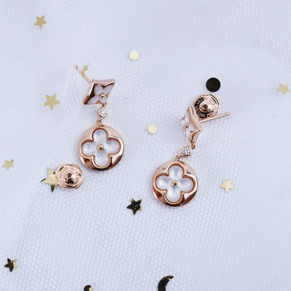[Raffine]STAR AND SUN PINK GOLD MOP DROP EARRINGS