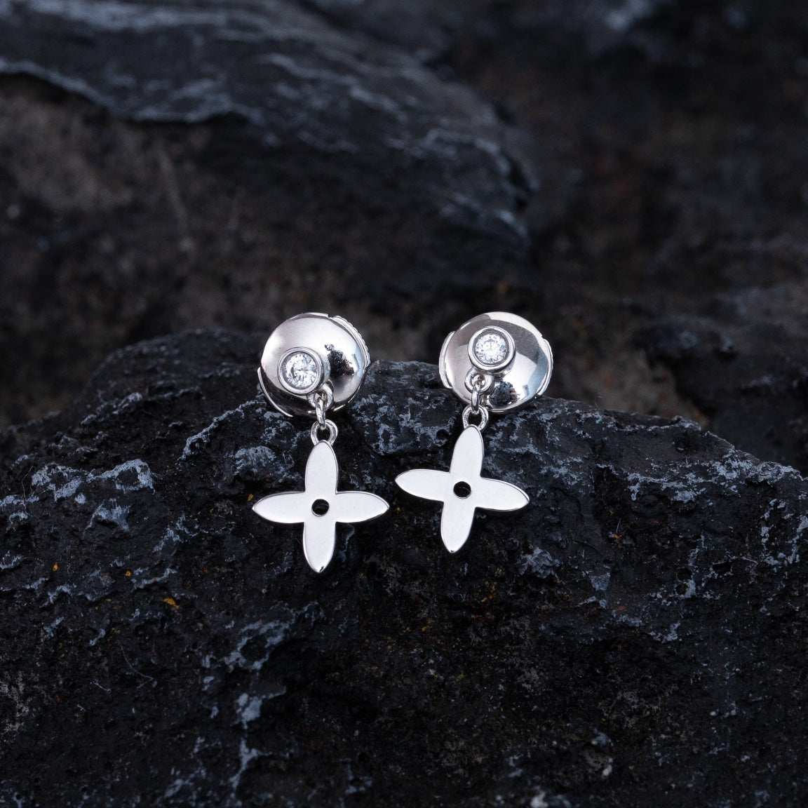 [Raffine]VIDYLLE SILVER DIAMOND MINI DROP EARRINGS