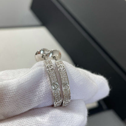 [Raffine]LOVE DIAMOND SILVER HOOP EARRINGS