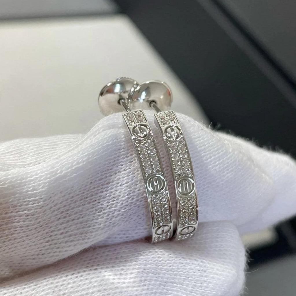 [Raffine]LOVE EARRINGS 3.6MM DIAMOND PAVED