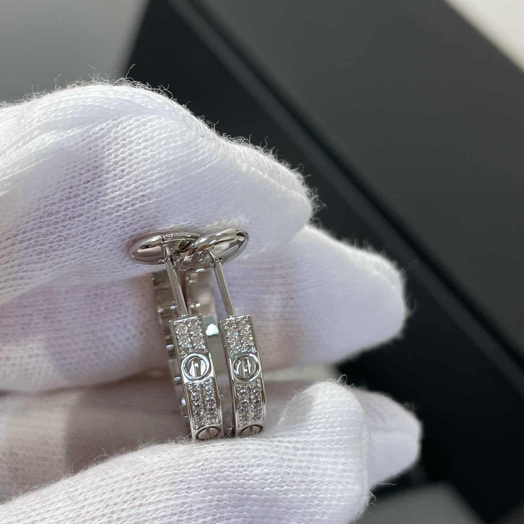 [Raffine]LOVE DIAMOND SILVER HOOP EARRINGS