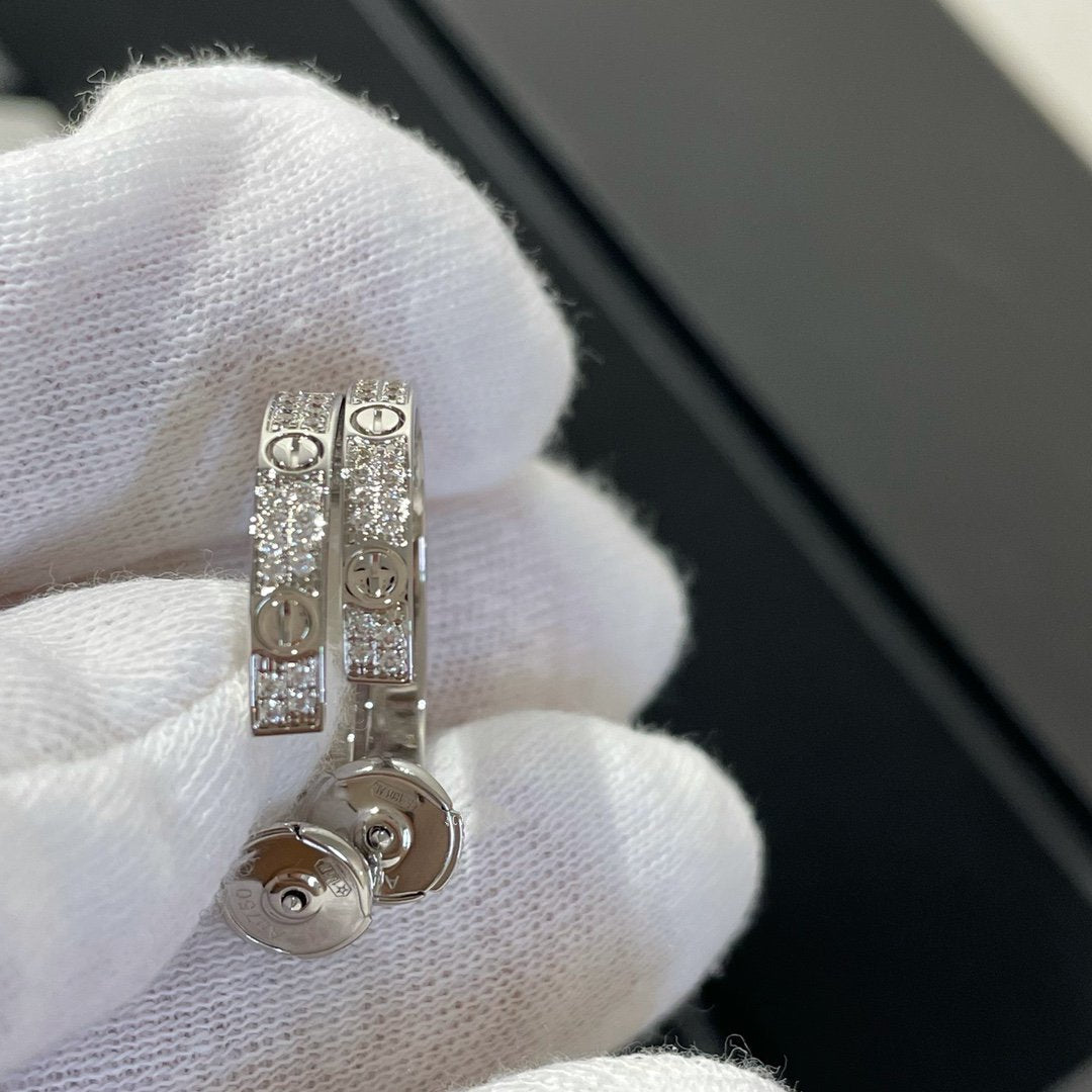 [Raffine]LOVE DIAMOND SILVER HOOP EARRINGS