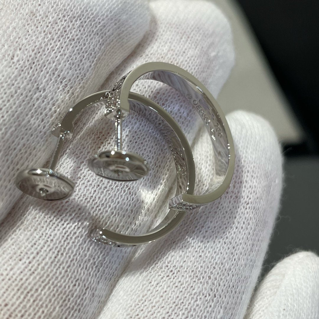 [Raffine]LOVE DIAMOND SILVER HOOP EARRINGS