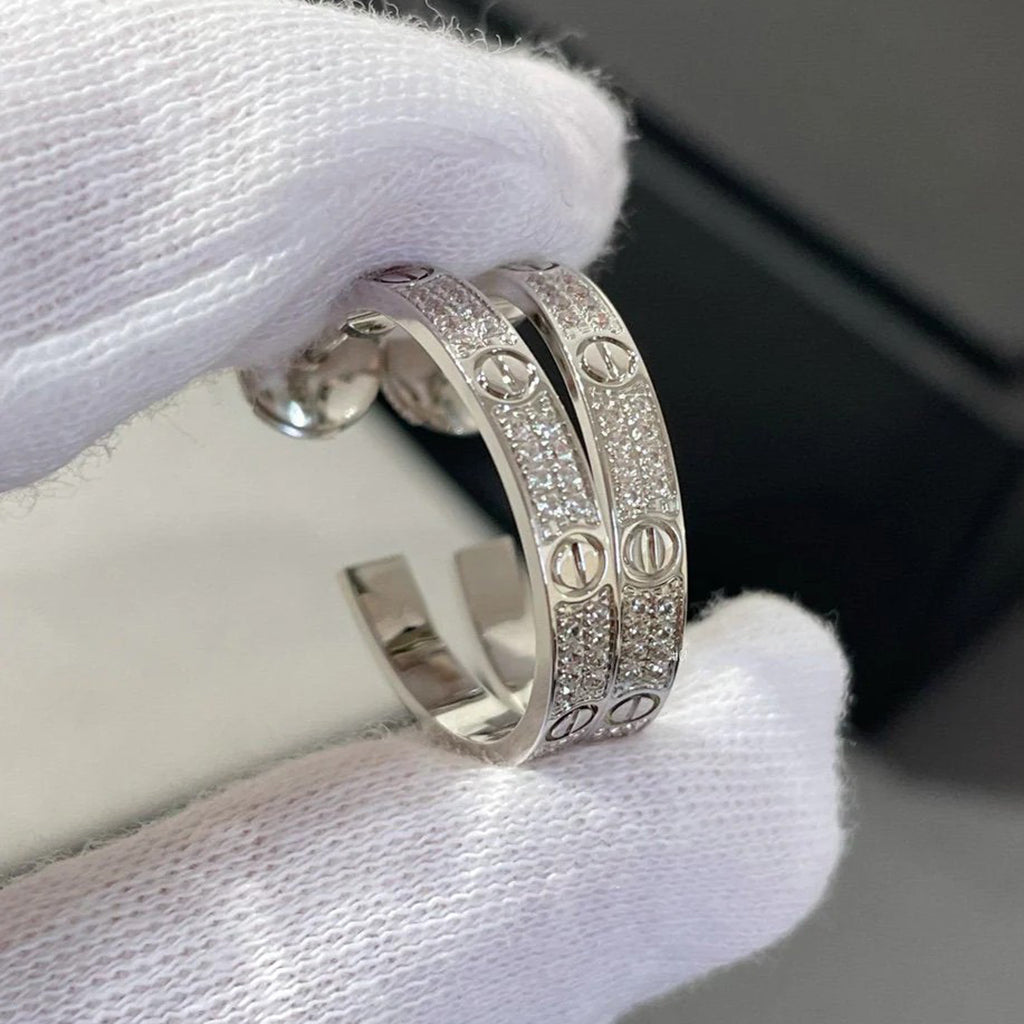 [Raffine]LOVE EARRINGS 3.6MM DIAMOND PAVED