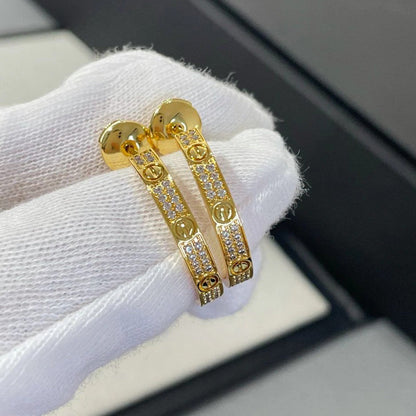 [Raffine]LOVE EARRINGS 3.6MM DIAMOND PAVED