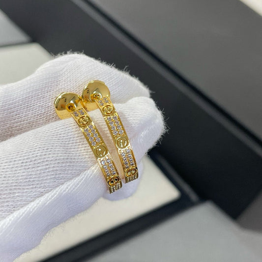 [Raffine]LOVE DIAMOND GOLD HOOP EARRINGS