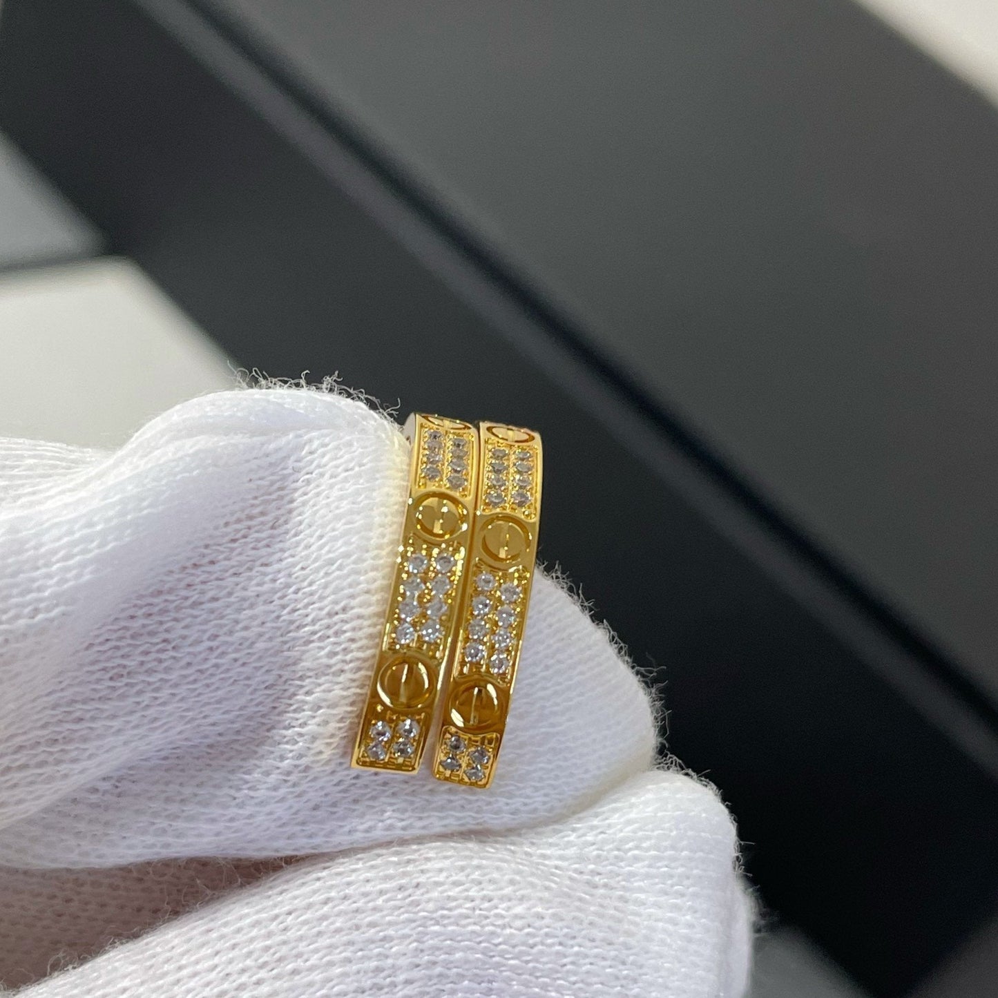 [Raffine]LOVE DIAMOND GOLD HOOP EARRINGS