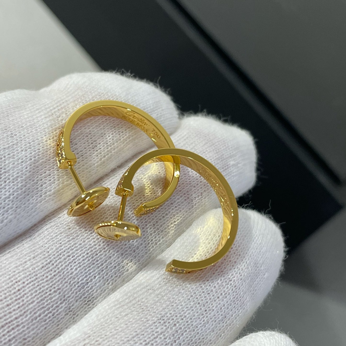 [Raffine]LOVE DIAMOND GOLD HOOP EARRINGS