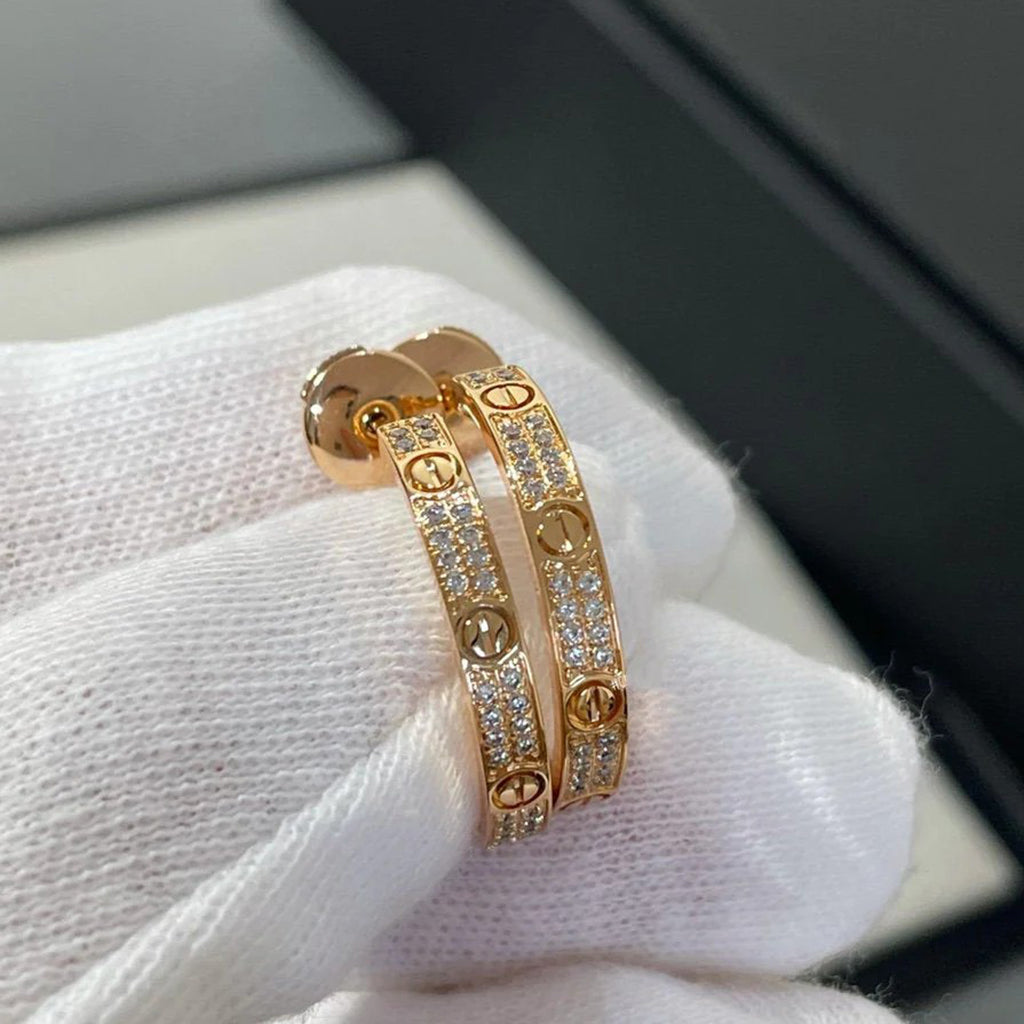 [Raffine]LOVE EARRINGS 3.6MM DIAMOND PAVED