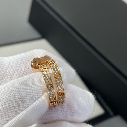 [Raffine]LOVE DIAMOND PINK GOLD HOOP EARRINGS
