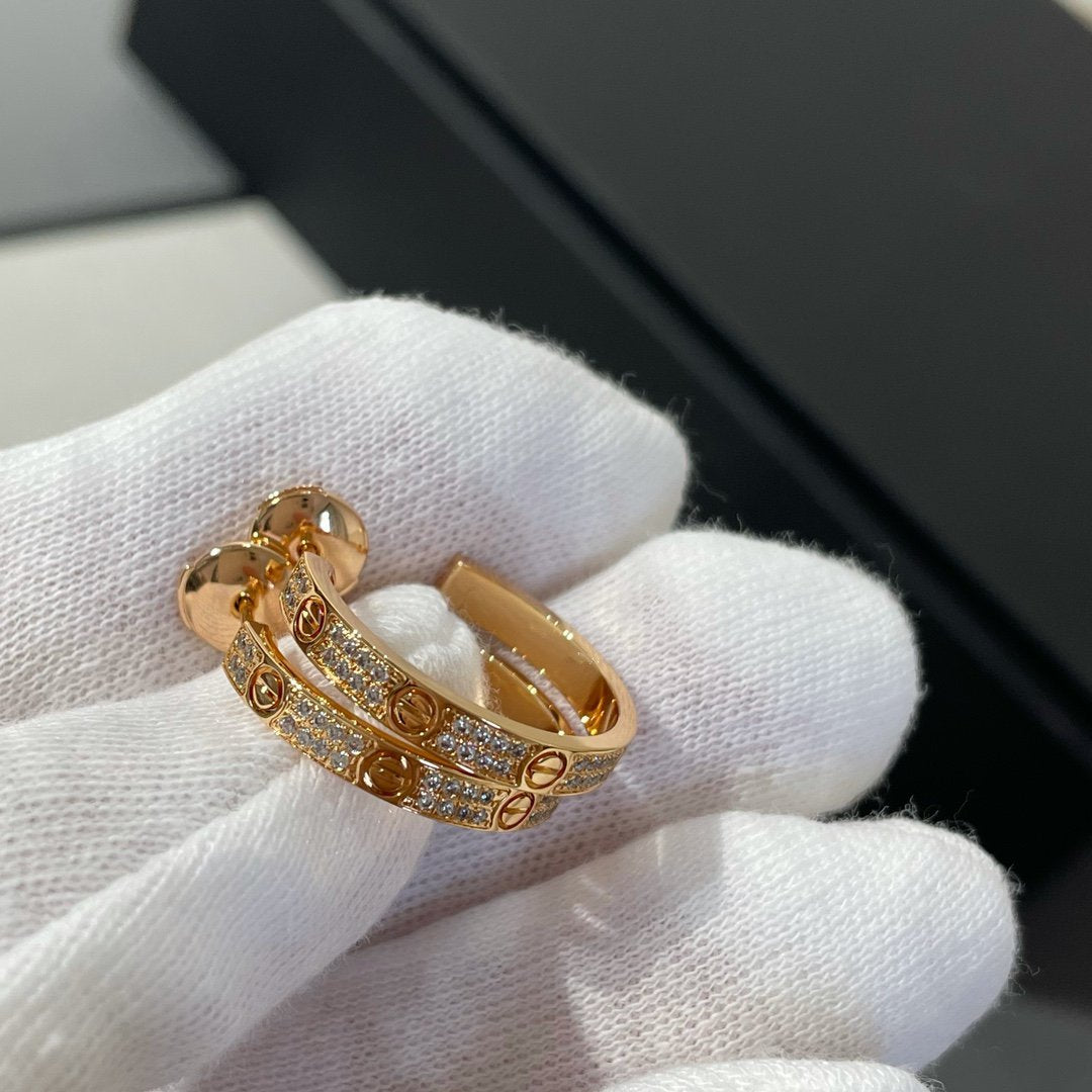 [Raffine]LOVE DIAMOND PINK GOLD HOOP EARRINGS