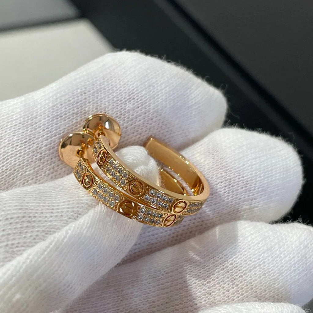 [Raffine]LOVE EARRINGS 3.6MM DIAMOND PAVED