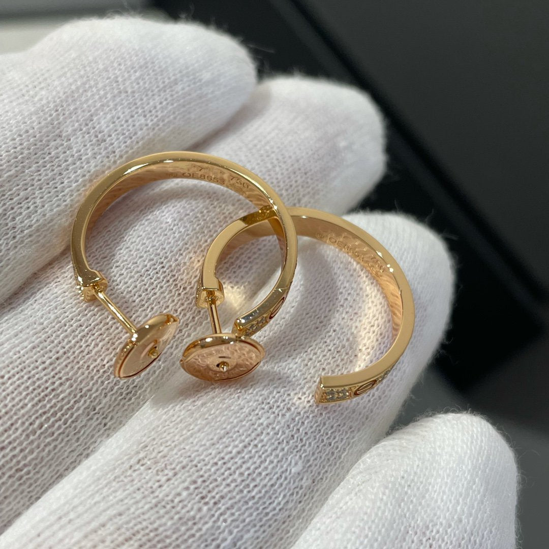 [Raffine]LOVE DIAMOND PINK GOLD HOOP EARRINGS