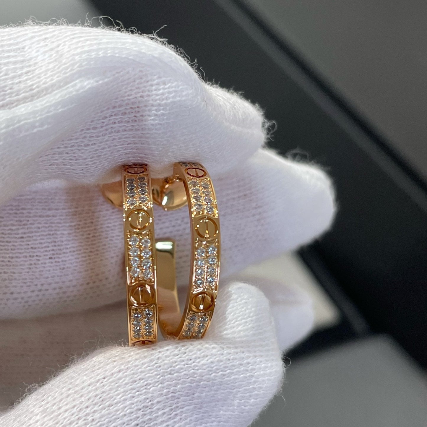 [Raffine]LOVE DIAMOND PINK GOLD HOOP EARRINGS