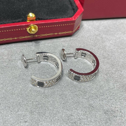 [Raffine]LOVE CERAMIC DIAMOND PAVED SILVER EARRINGS