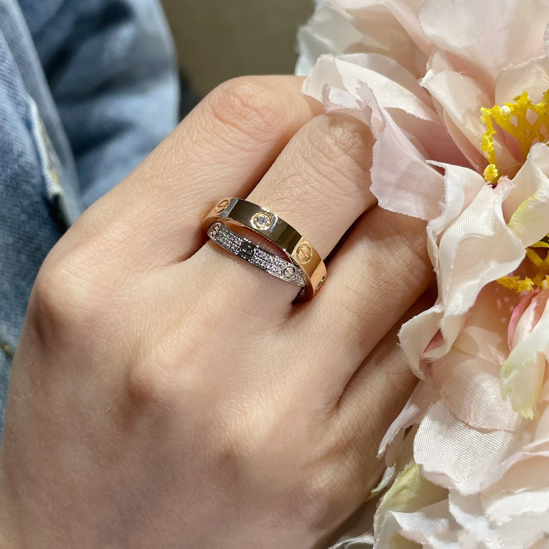 [Raffine] ANILLO DOBLE AMOR DE ORO ROSA, PLATA Y DIAMANTE