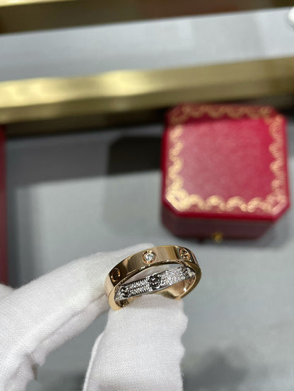 [Raffine] ANILLO DOBLE AMOR DE ORO ROSA, PLATA Y DIAMANTE
