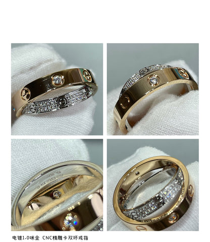 [Raffine] ANILLO DOBLE AMOR DE ORO ROSA, PLATA Y DIAMANTE