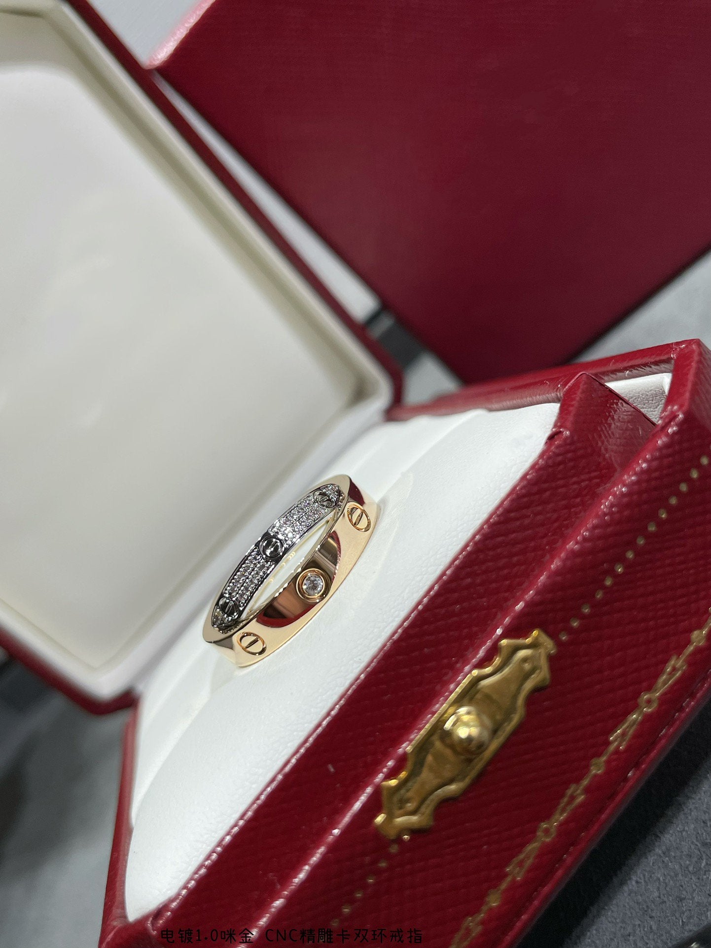 [Raffine] ANILLO DOBLE AMOR DE ORO ROSA, PLATA Y DIAMANTE