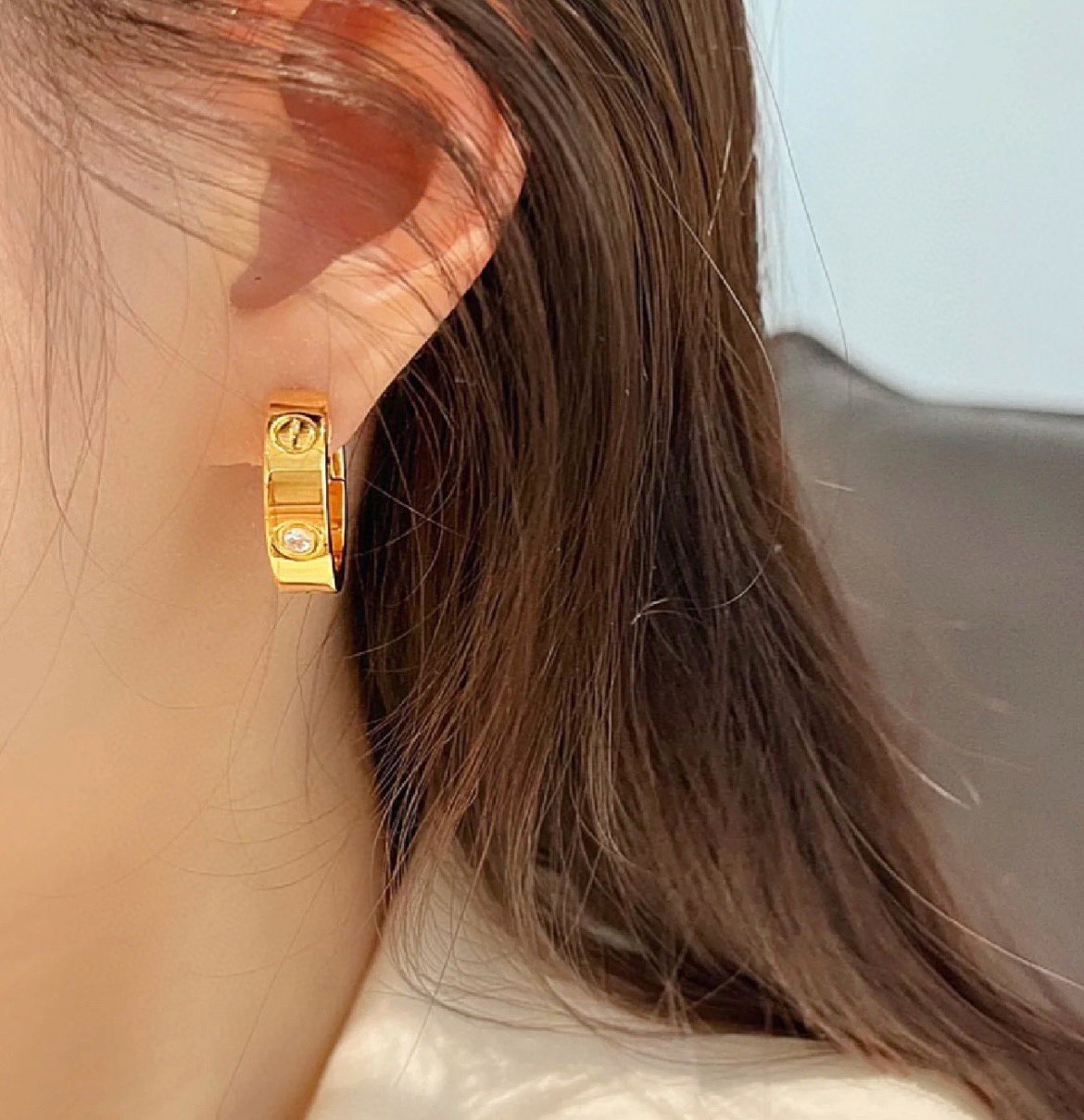 [Raffine]LOVE 5.5MM 1 DIAMOND EARRINGS