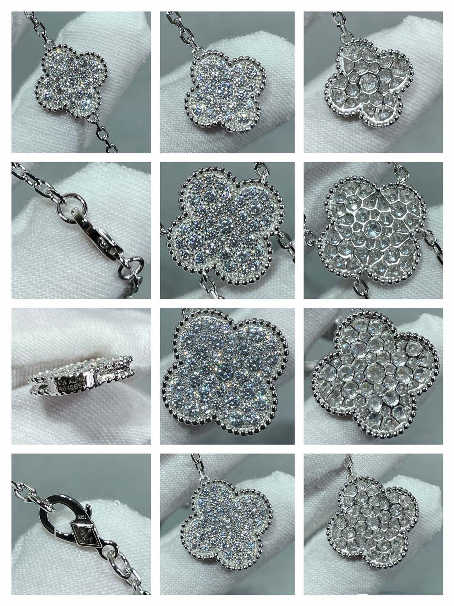 [Raffine] COLLAR CON 6 MOTIVOS DE TRÉBOL Y DIAMANTES PAVÉ