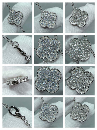 [Raffine] COLLAR CON 6 MOTIVOS DE TRÉBOL Y DIAMANTES PAVÉ