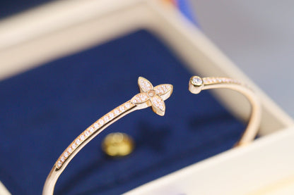 [Raffine]IDYLLE PINK GOLD OPEN BRACELET DIAMOND PAVED