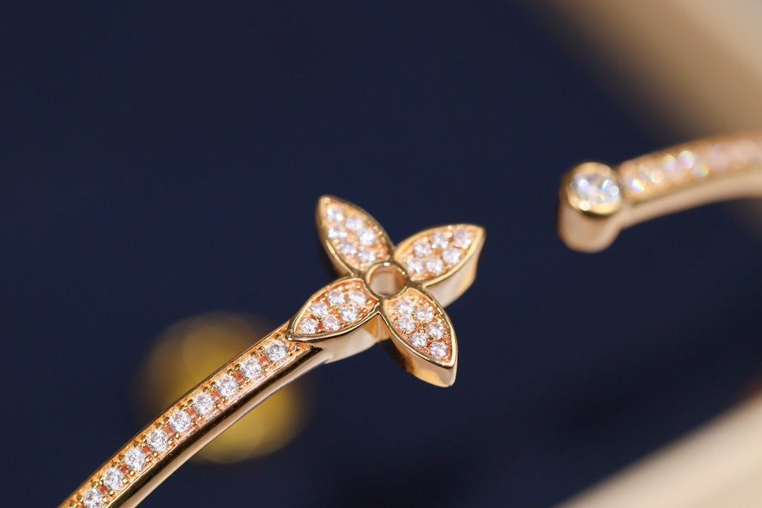 [Raffine]IDYLLE PINK GOLD OPEN BRACELET DIAMOND PAVED