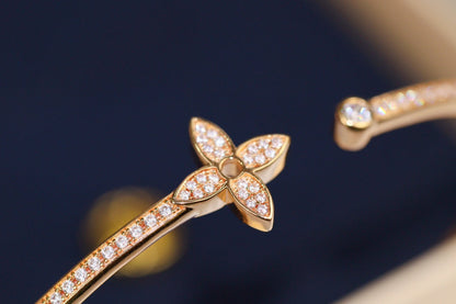 [Raffine]IDYLLE PINK GOLD OPEN BRACELET DIAMOND PAVED