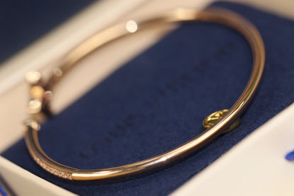 [Raffine]IDYLLE PINK GOLD OPEN BRACELET DIAMOND PAVED
