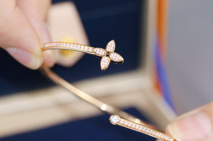 [Raffine]IDYLLE PINK GOLD OPEN BRACELET DIAMOND PAVED