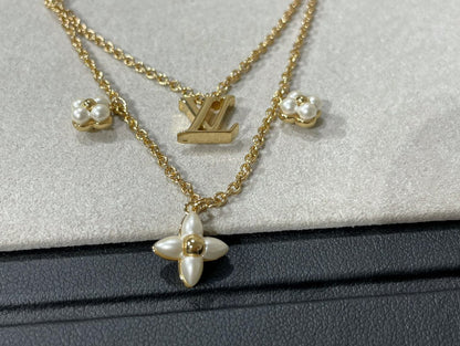 [Raffine]FLOWERGRAM GOLD MOP DOUBLE ROW NECKLACE