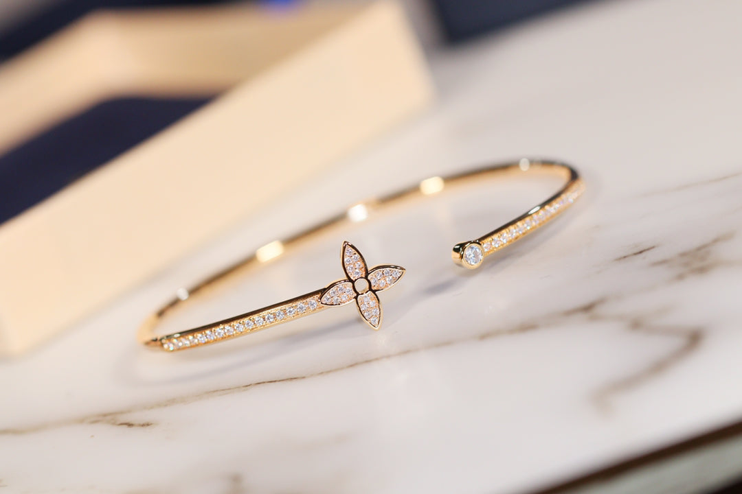 [Raffine]IDYLLE GOLD OPEN BRACELET DIAMOND PAVED