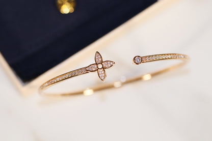 [Raffine]IDYLLE GOLD OPEN BRACELET DIAMOND PAVED