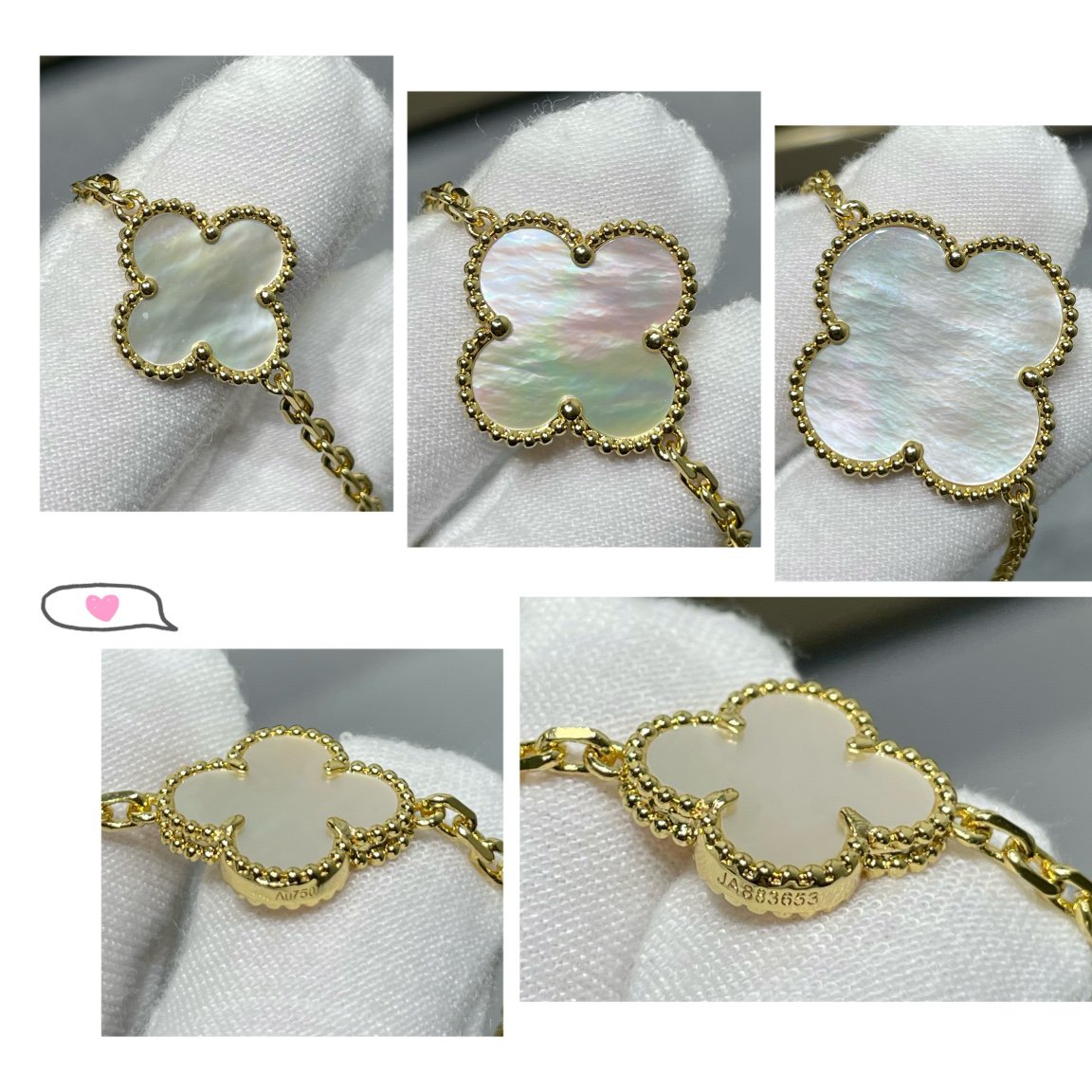 [Raffine] COLLAR DE ORO BLANCO CON 16 MOTIVOS DE TRÉBOL