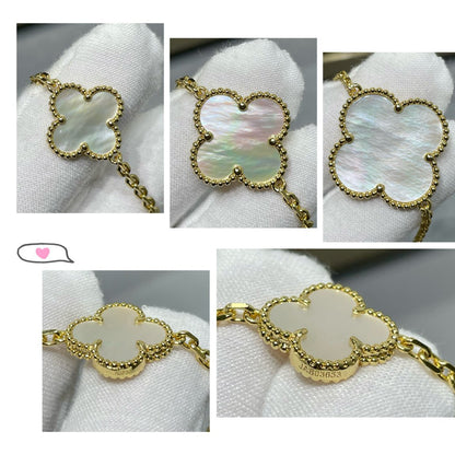 [Raffine] COLLAR DE ORO BLANCO CON 16 MOTIVOS DE TRÉBOL