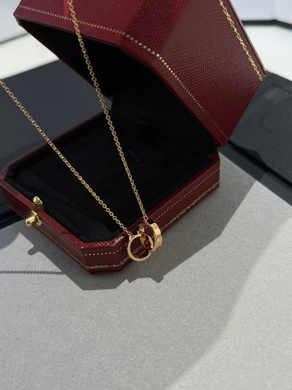 [Raffine]COLLAR AMOR DOBLE ANILLO ORO ROSA 