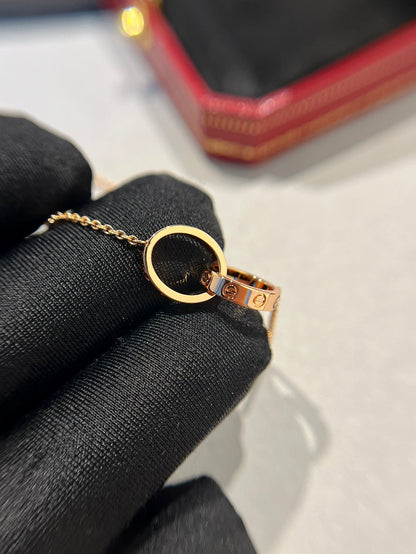 [Raffine]COLLAR AMOR DOBLE ANILLO ORO ROSA 