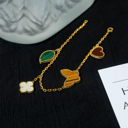 [Raffine]LUCKY SPRING 5 MOTIF GOLD BRACELET