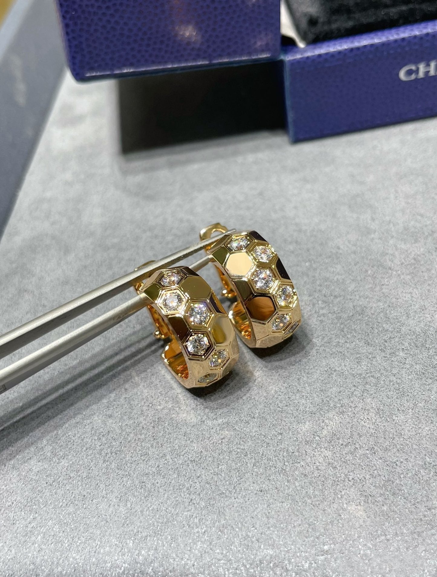 [Raffine]BEE LOVE DIAMOND HOOP EARRINGS