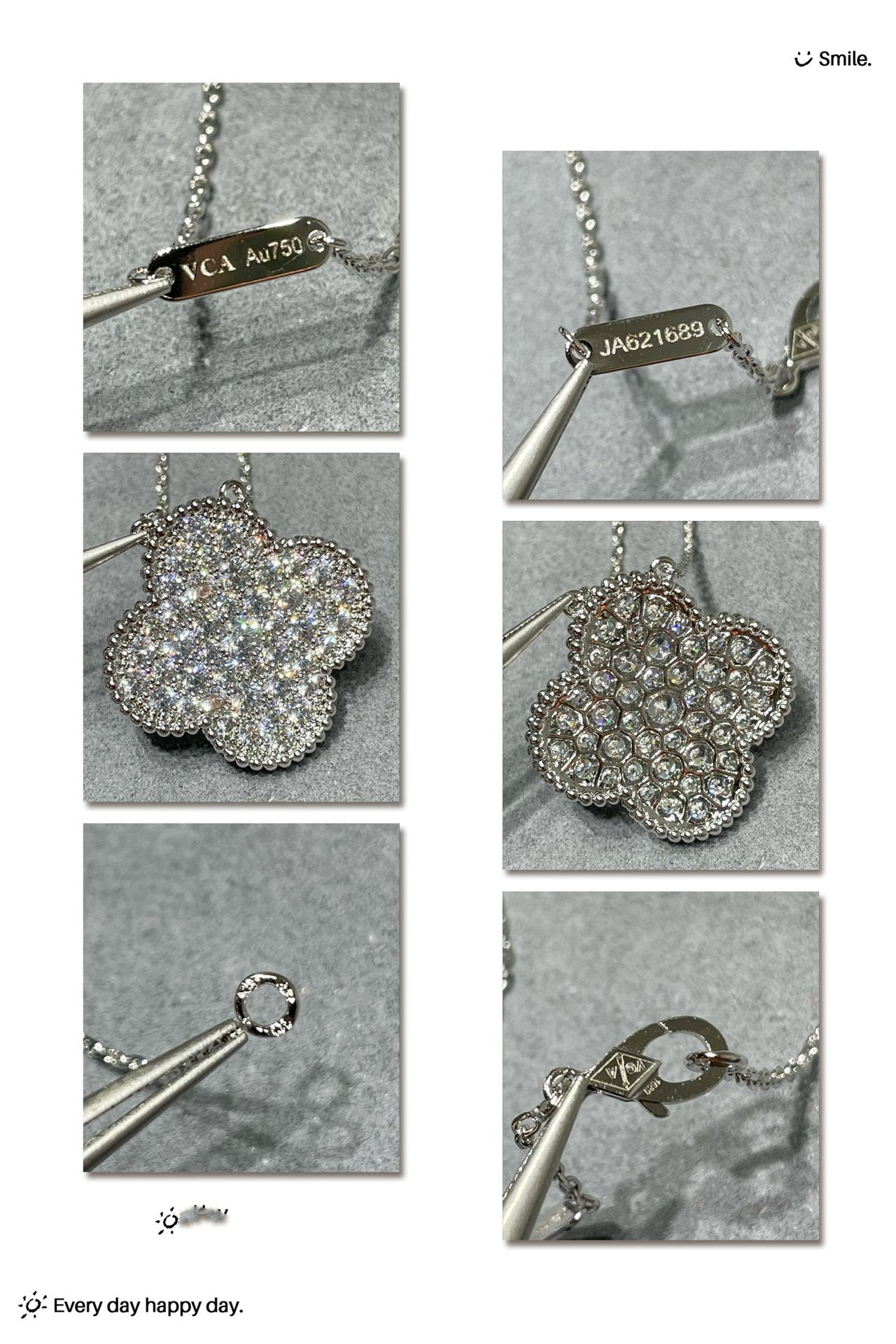 [Raffine] COLLAR DE PLATA CON COLGANTE DE TRÉBOL DE 25 MM Y DIAMANTES PAVÉ