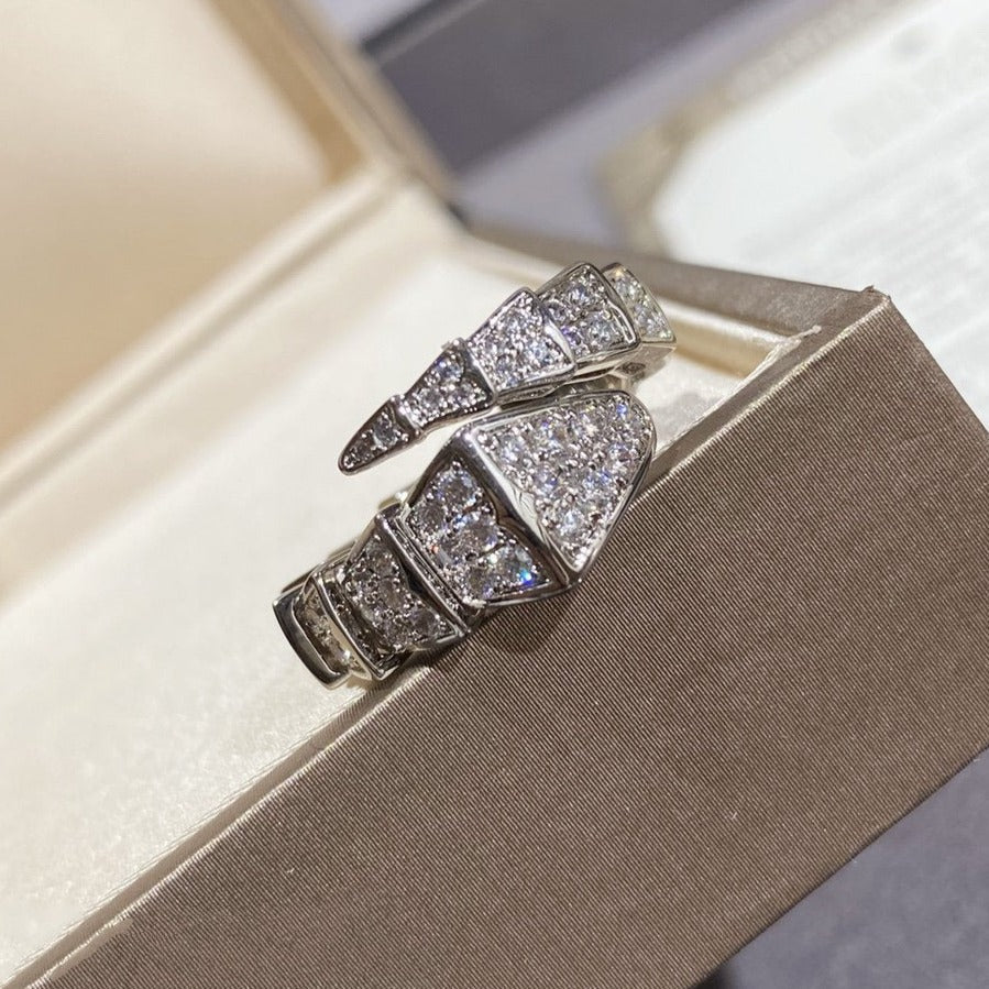 [Raffine]SERPENTI ANILLO GRANDE PLATA CON PAVÉ DE DIAMANTES