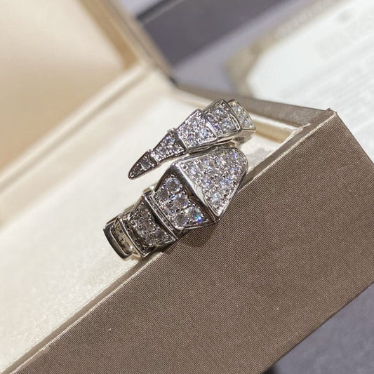 [Raffine]SERPENTI ANILLO GRANDE PLATA CON PAVÉ DE DIAMANTES